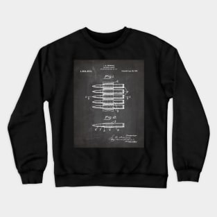 Bullet Cartridge Carrier Patent - Gun Lover Workshop Art - Black Chalkboard Crewneck Sweatshirt